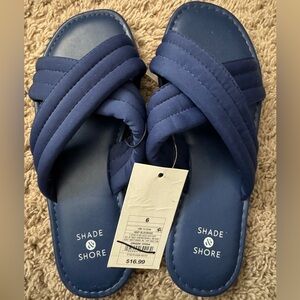 NWT shade & shore navy blue sandals